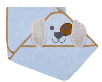 Prosop de baie cu gluga si urechi din bumbac 80x80 cm Blue Dog - 1
