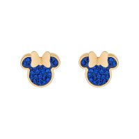 Cercei Disney Minnie Mouse - Otel Medical Inoxidabil Auriu si Cristale Albastre - 1