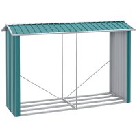 Outsunny Magazie pentru Lemne de Foc, Otel Galvanizat cu Podea Ridicata, 240x86x160 cm, Verde | Aosom Romania - 1