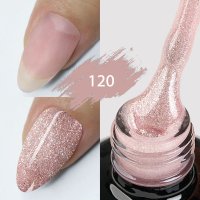 Baza Rubber Color Kievskaya Nr. 120 15ml | Roz cu Glitter Fin - 1
