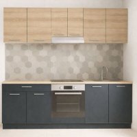 Set de bucatarie GERMANIA 220 cm, 6 corpuri, cuptor, 1 sertar, blat antracit si sonoma - 1