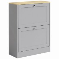 HOMCOM dulap pentru pantofi, pana la 12 perechi, cu 2 sertare rabatabile si rafturi reglabile, 60 x 23,5 x 80 cm, gri - 1