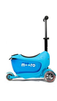 Trotineta Micro Mini2go Deluxe Blue cu 3 roti, scaunel, spatiu depozitare, ghidon telescopic, roti din silicon, greutate admisa 50 kg - 6