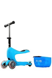 Trotineta Micro Mini2go Deluxe Blue cu 3 roti, scaunel, spatiu depozitare, ghidon telescopic, roti din silicon, greutate admisa 50 kg - 7