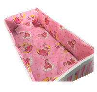 Lenjerie patut cu 5 piese Croitoria Noastra Bunica Ursulet roz 120x60 cm - 1