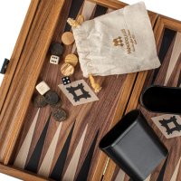 Set backgammon din lemn cu aspect de nuc, 30 x 20 cm - 1
