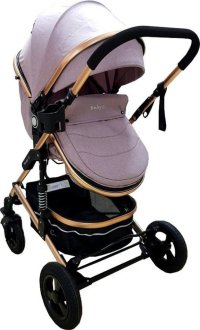 Carucior pentru copii Baby Care PRO 531 Gri 3 in 1, Cadru Aluminiu, Amortizoare, Roti din cauciuc plin, Landou, Scoica auto, Spatar reglabil 3 trepte, Plasa insecte - 3