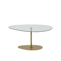 Masuta de cafea PORTO aurie, cu blat din sticla securizata, 90 x 60 x 40 cm - 1