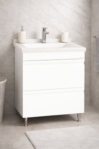 Baza front MDF cu Lavoar seria 886, 60 cm, alb, cu sertare - 1
