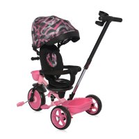 Tricicleta pentru copii Lorelli Revel Pink cu sezut rotativ la 360 grade, 1-5 Ani, maner cu control al directiei, scaun confortabil cu husa moale, suport pentru picioare, sistem roata libera si roti mari din cauciuc Eva - 4