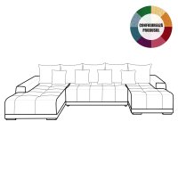 Coltar extensibil MARIBO U cu arcuri Bonnell si lada depozitare, colt stanga, diverse culori, 350x203x90 cm - 1