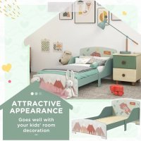 Pat pentru copii GINGER HOME 130x70 cm cu laterale de protectie Forest - 1
