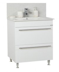 Set Baza Frontala MDF cu Lavoar 054, Sertare, 70 cm, Alb - 1