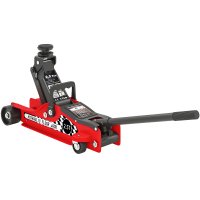 Cric hidraulic HOMCOM extra plat, capacitate 2500 kg, ridicare 80-360 mm, 53 x 20,5 x 17,5 cm, rosu - 1