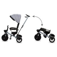 Tricicleta pentru copii Kidwell Axel Gri cu sezut rotativ, roti din spuma EVA, suport pentru picioare, control parental, suport pentru pahar, centura de siguranta, greutate admisa 25 kg - 3