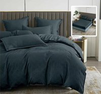 Lenjerie de pat Baroque Uni Natur, neagra, cu husa, set de 6 piese - 1