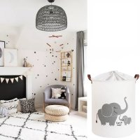 Cos pliabil Sipo pentru jucarii si rufe 35x42 cm bumbac 43l Elefant - 5