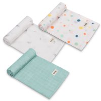 Set 3 museline Lionelo Dot din bambus - multifunctionale si sigure pentru bebelusi - 1