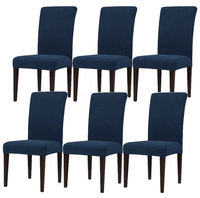 UB Set de 6 huse elastice pentru scaune fara brate, albastru inchis - 1