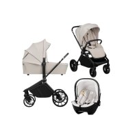 Carucior 3 in 1, Lionelo, Mika Plus, Cu scoica auto Moxie Bej, Reversibil, Cu sistem de ventilatie 3D, Cu accesorii, Pana la 22 kg, EN1888-1 EN1888-2 EN1466 ECE R129, Bej - 1