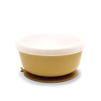 Bol de hranire cu capac din silicon natural si ventuza 6 luni+ Yellow - 3