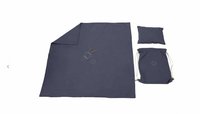 Set paturica, perna si rucsac Somnart cu broderie din in albastru - 3