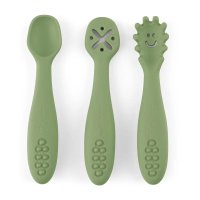 Set 3 lingurite din silicon Petite&Mars Take&Match, Sweet Pea verde, 6 luni+, fara BPA, pentru supa, paste si iaurt - 1