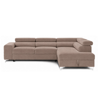 Colțar Extensibil TIME cu Lada Depozitare, Tetiere Reglabile, Dreapta, 285x220x95 cm, Maro Deschis - Outlet - 1