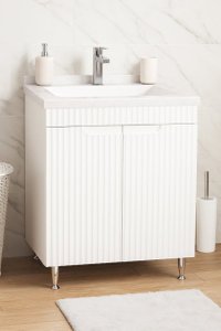 Baza front MDF cu Lavoar seria 833, 60 cm, Alb Rustic - 1