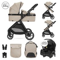 Carucior 3 in 1 Lorelli Aspen, crem, pana la 22 kg, 0-36 luni, cu sasiu din aluminiu - 1