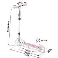Trotineta pentru copii Ricokids Kodi Ballerina pliabila, inaltime ghidon reglabila, platforma antiderapanta, roti din PU rezistente, rulmenti ABEC-7, 2 frane de mana si picior, manere ergonomice pliabile si cric - 4