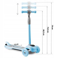 Trotineta pentru copii Ricokids Piko Albastru cu inaltime ghidon reglabila,roti cu lumi LED,cadru din aluminiu, platforma antiderapanta,greutate admisa 35 kg - 6