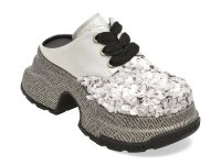 Papuci albi GRYXX 6866 din material textil si piele naturala - 1