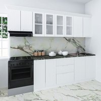 Set bucatarie SPACE 260 cm, 7 corpuri, blat termorezistent, fronturi MDF, alb rustic - 1