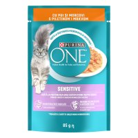 Purina ONE Sensitive hrana umeda pentru pisici, mini fileuri cu pui si morcov in sos, 85 g - 1