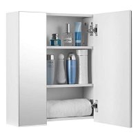 Dulap cu oglinda pentru baie, Vasagle, Alb, 60x15x55 cm - 5