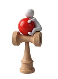 Kendama profesionala, Bila din lemn si  cu 4 cupe, Design Unic  + Sticker pentru telefon, 101KD - 6