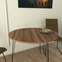 Masa Rotunda Sandalf Walnut cu Picioare Metalice - 3