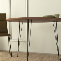 Masa Rotunda Sandalf Walnut cu Picioare Metalice - 4