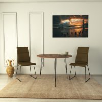 Masa Rotunda Sandalf Walnut cu Picioare Metalice - 1