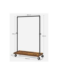 Suport pentru haine cu roti, Vasagle, 90 kg, HSR65BXV1, Maro Rustic - 6