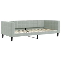 Cadru de pat extensibil gri deschis 90x200 cm din catifea - 1
