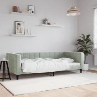 Cadru de pat extensibil gri deschis 90x200 cm din catifea - 2