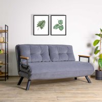 Canapea extensibila, Hanah Home, metal, gri, 175x133 cm - 2