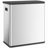 Coș de gunoi automat HOMCOM cu senzor infraroșu și sistem de separare a deșeurilor, 60L, Argintiu | Aosom Romania - 1