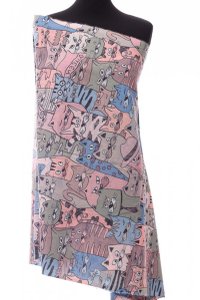 Esarfa din cashmere cu design pisici vagaboande in culori variate - 1