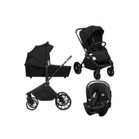 Carucior Lionelo Mika Plus 3 in 1 cu Scoica Auto Moxie Black Carbon - Reversibil si Ventilat, Pana la 22 kg - 1