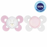 Set 2 suzete ortodontice Chicco Physio Comfort, 2-6 luni, silicon fara BPA, roz cu motive animale - 1