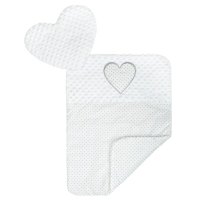 Set 3 piese New Baby Luxury Baby Nest cu paturica si pernuta in forma de inima Minky Heart White - 3