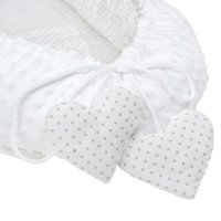Set 3 piese New Baby Luxury Baby Nest cu paturica si pernuta in forma de inima Minky Heart White - 5